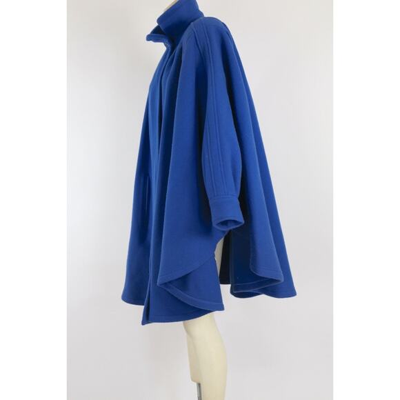 Vintage Cuddle Coat Blue Mock Neck Pleated Cape Coat One Size - Picture 5 of 16